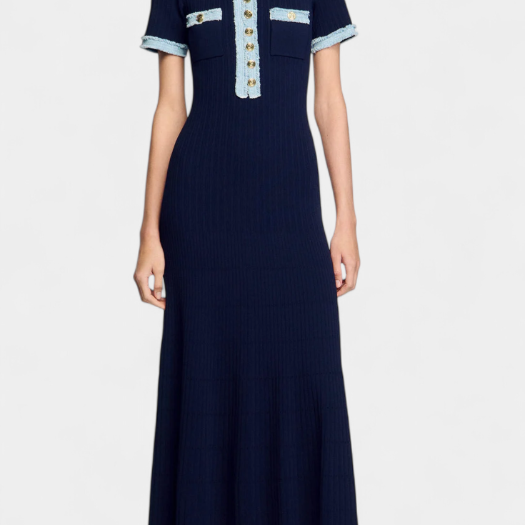 Alexia Vestido Midi de Punto con Ribete