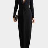 Talara Vestido Maxi Ajustado con Cuello en V Profundo