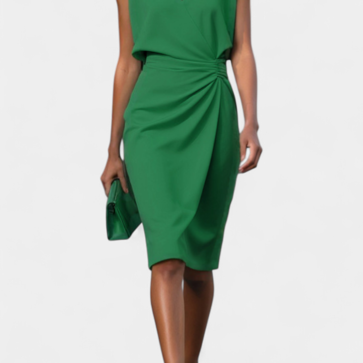 Mona Vestido Midi de Manga Larga con Cuello Redondo