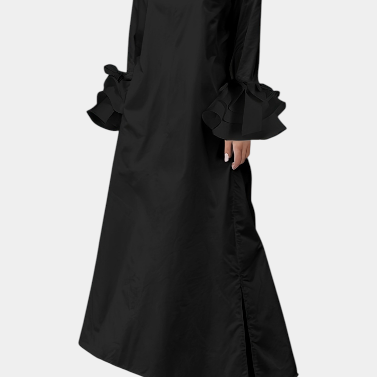 Ramona Vestido Largo Urbano con Cuello Camisero y Mangas con Volantes