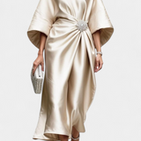 Ubelia Vestido Largo de Satén con Brillo Luxe