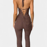 Kendra Mono Halter de Encaje con Espalda Ajustable