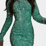 Adèle Vestido Largo de Fiesta con Espalda Descubierta y Brillo Invernal