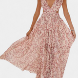 Zuleika Vestido de Chifón con Volantes y Aberturas Laterales