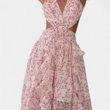 Zuleika Vestido de Chifón con Volantes y Aberturas Laterales