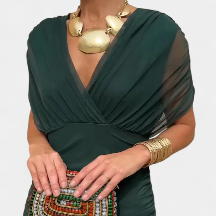 Alondra Vestido Largo con Estampado Floral Fantasía y Escote en V