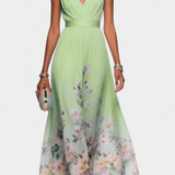 Sauline Vestido Maxi Floral Sin Mangas con Escote en V