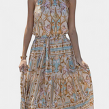 Teófila Vestido Largo Silky con Estampado de Tesoros del Océano