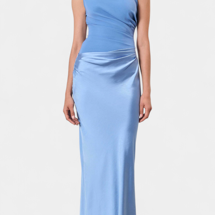 Ottavia Vestido Largo de Fiesta Plisado con Escote de Un Solo Hombro