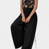 Maruja Mono Palazzo con Bordado Floral y Encaje Transparente